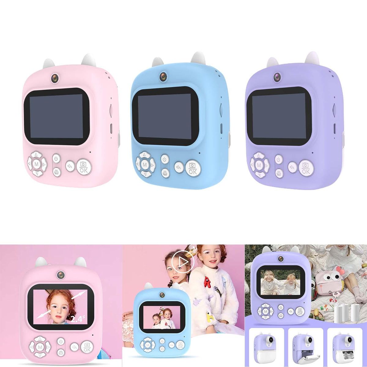 Children Instant Camera Child Selfie Camera Toy 2 Pink