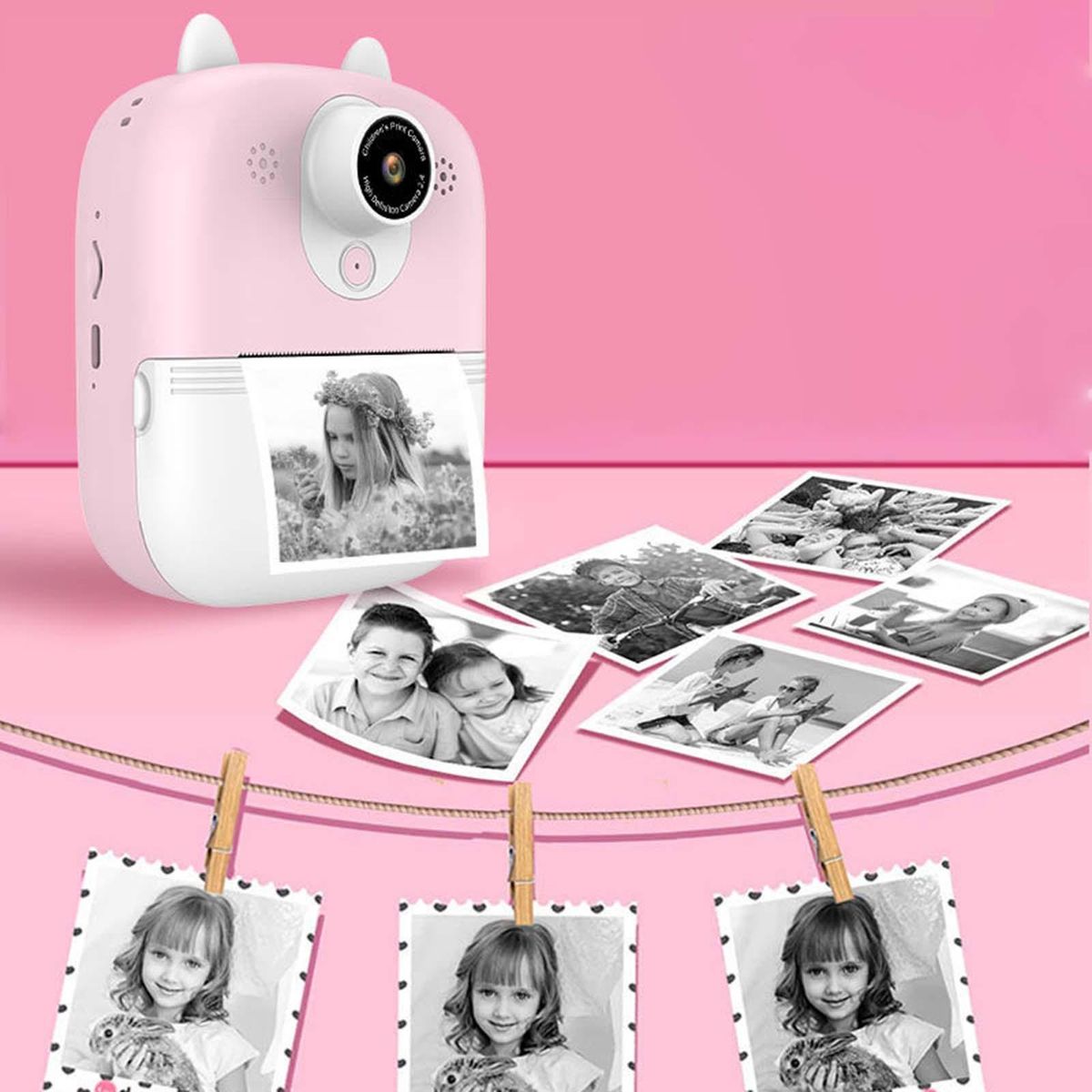Children Instant Camera Child Selfie Camera Toy 2 Pink