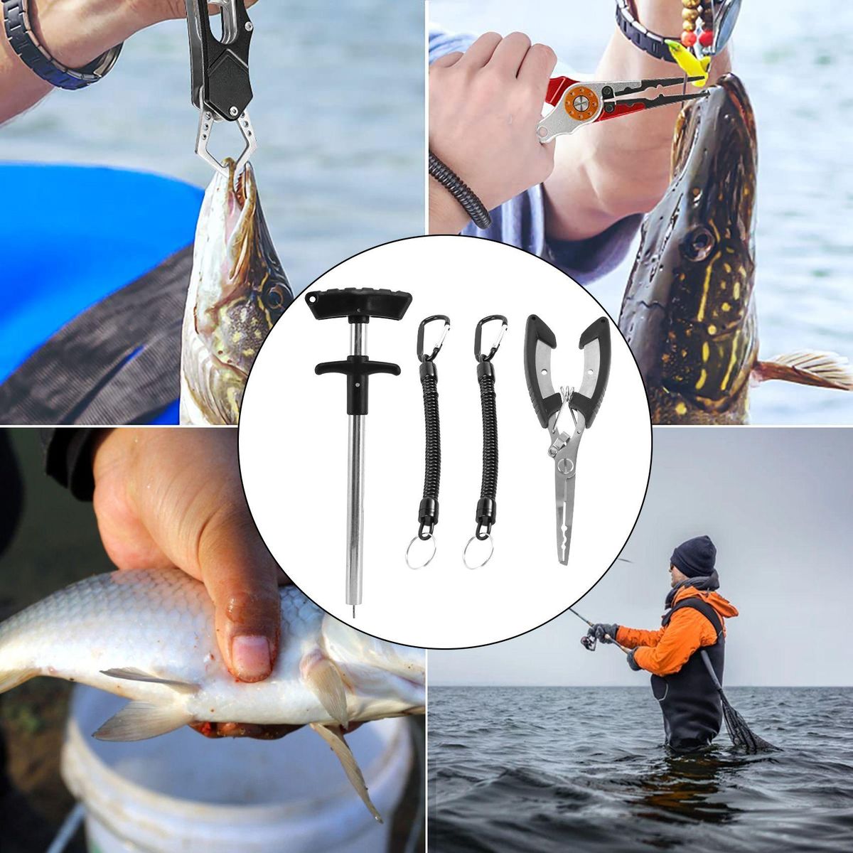 Fishing Gear Fish Lip Gripper with Scale and Measuring Fishi