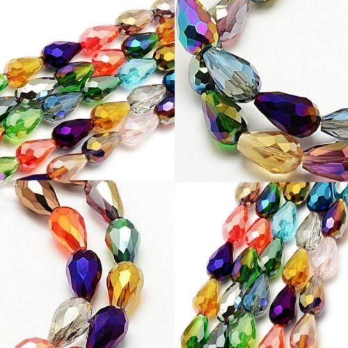BEAUCHAMP 8*11mm 10pcs Red Crystal Loose Beads Teardrop Faceted Earring Pentant Charm Jewelry Chandelier Needlework Accessories