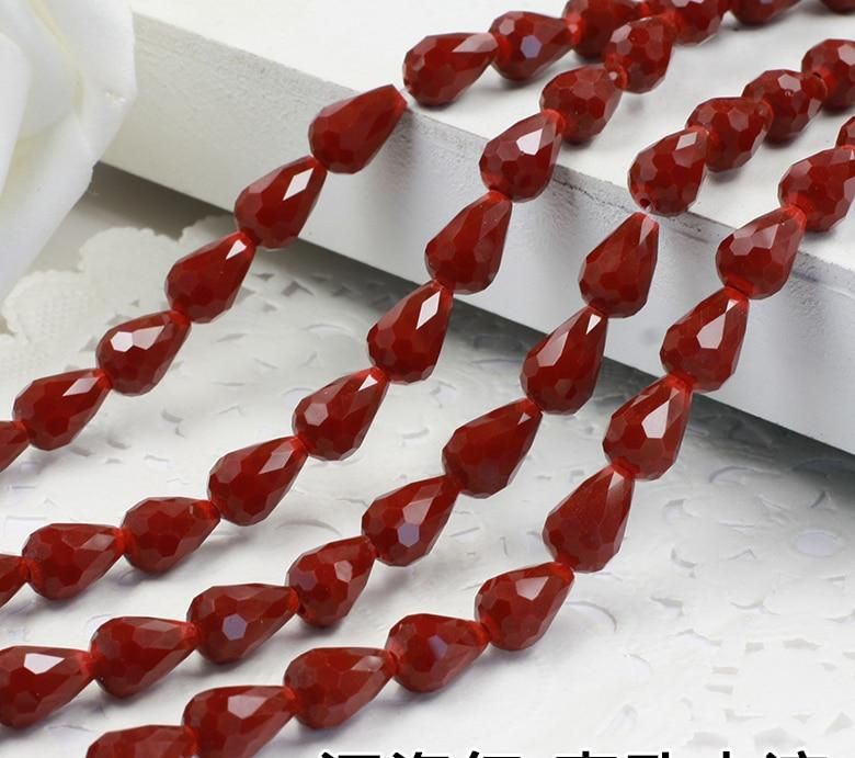 BEAUCHAMP 8*11mm 10pcs Red Crystal Loose Beads Teardrop Faceted Earring Pentant Charm Jewelry Chandelier Needlework Accessories