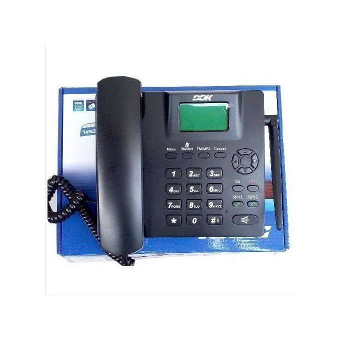 Desktop GSM Phone Dual SIM With Memory Card Slot - Black