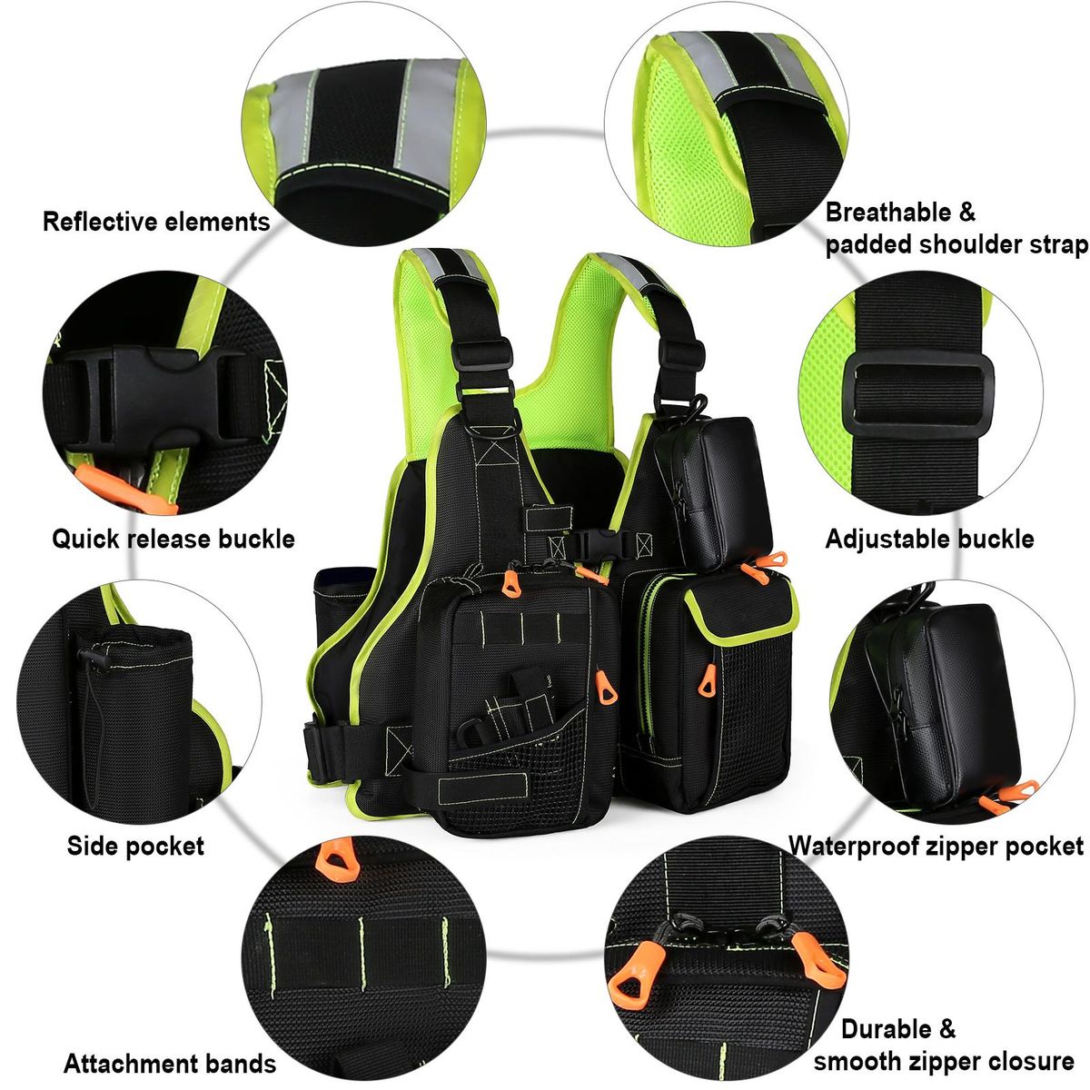 Fly Fishing Vest Pack with Multi Pockets Fishing Vest Jacket for Camping Hiking Fishing Outdoor Water Sports Equipment