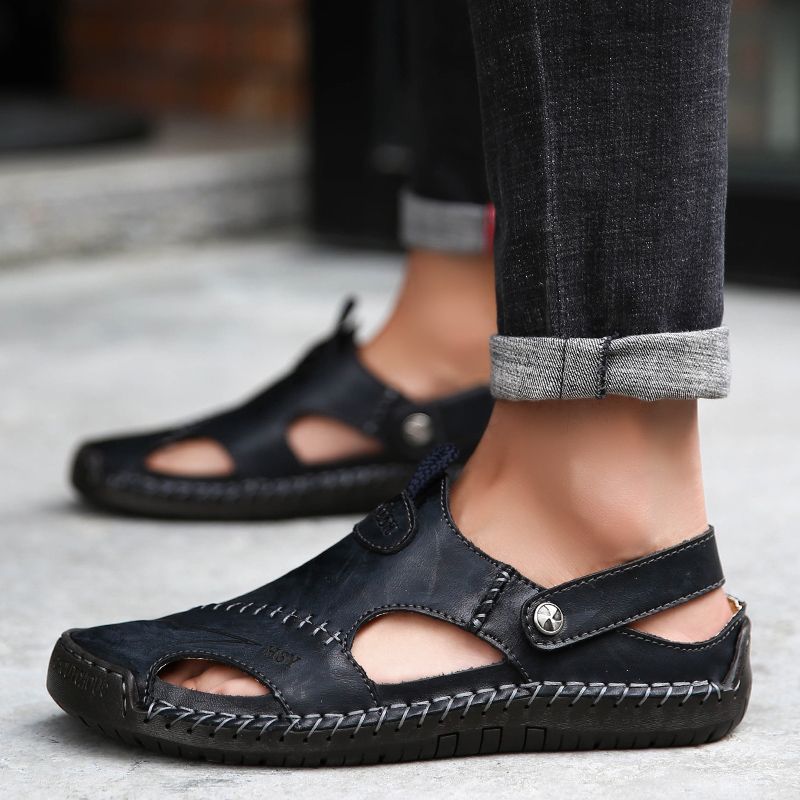 Big Size Mens Outdoor Sling Back Sandals-Black