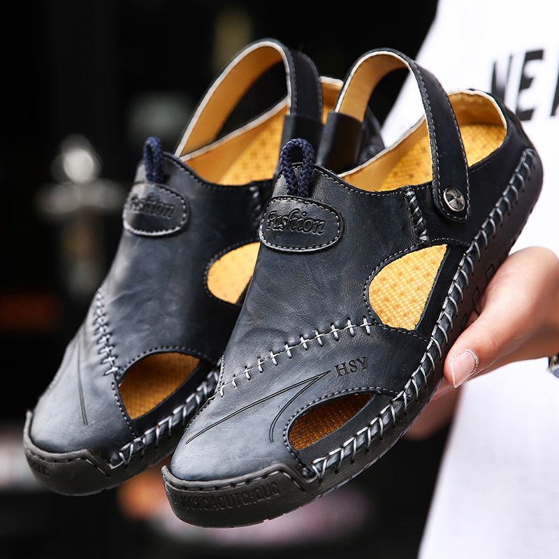 Big Size Mens Outdoor Sling Back Sandals-Black