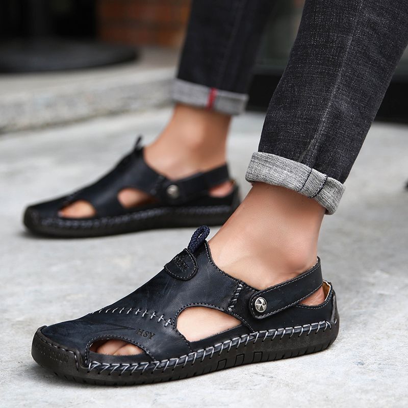 Big Size Mens Outdoor Sling Back Sandals-Black
