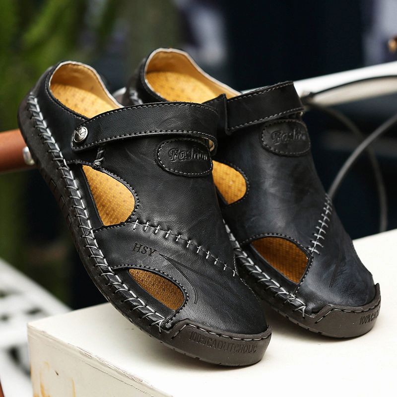 Big Size Mens Outdoor Sling Back Sandals-Black