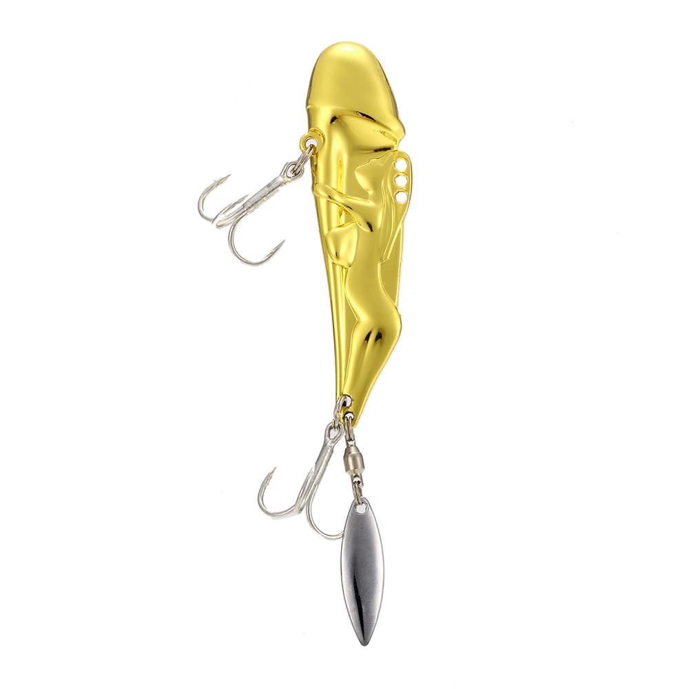 10g / 15g / 25g Fishing Lure with 2 Triple Hooks Spoon Lure Fishing Bait with Reflective Metal Tail Carp Fishing Tackles