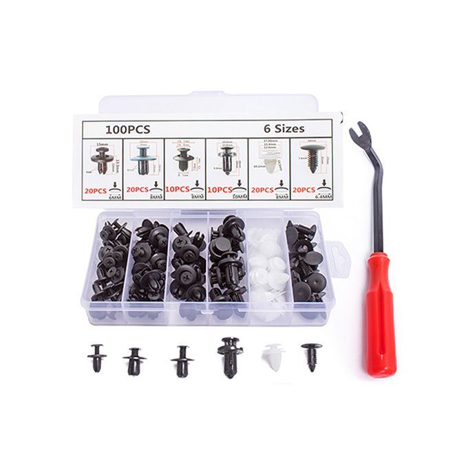 Car Buckle Accessories 100PCS Buckle Perforated Nail Bumper Clamp Fender Clamp + Tool