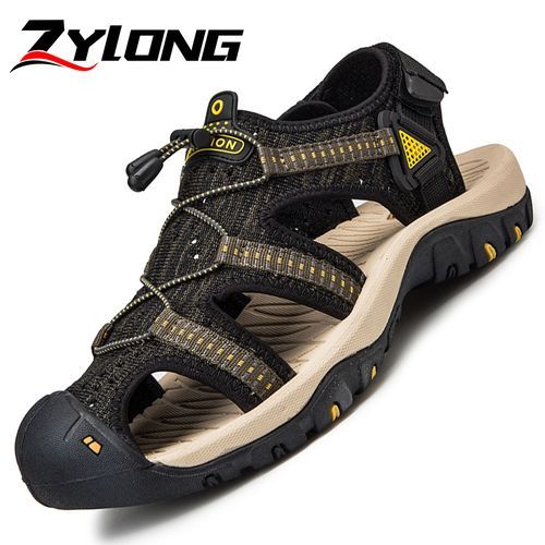 Mens Outdoor Trekking Sandals Big Size 39-48 Summer Quick Drying Beach Shoes Fashion Elastic Band Sandals Slippers Climbing Leisure Sandals Black