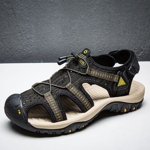 Mens Outdoor Trekking Sandals Big Size 39-48 Summer Quick Drying Beach Shoes Fashion Elastic Band Sandals Slippers Climbing Leisure Sandals Black