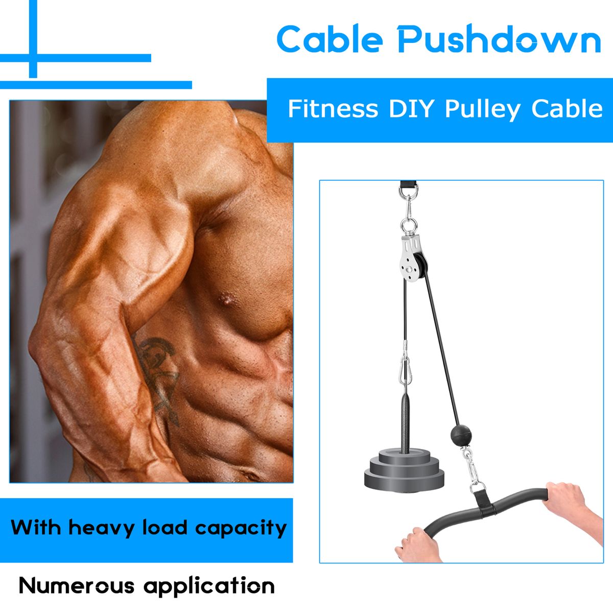 Fitness DIY Pulley Cable Machine Attachment System Lifting