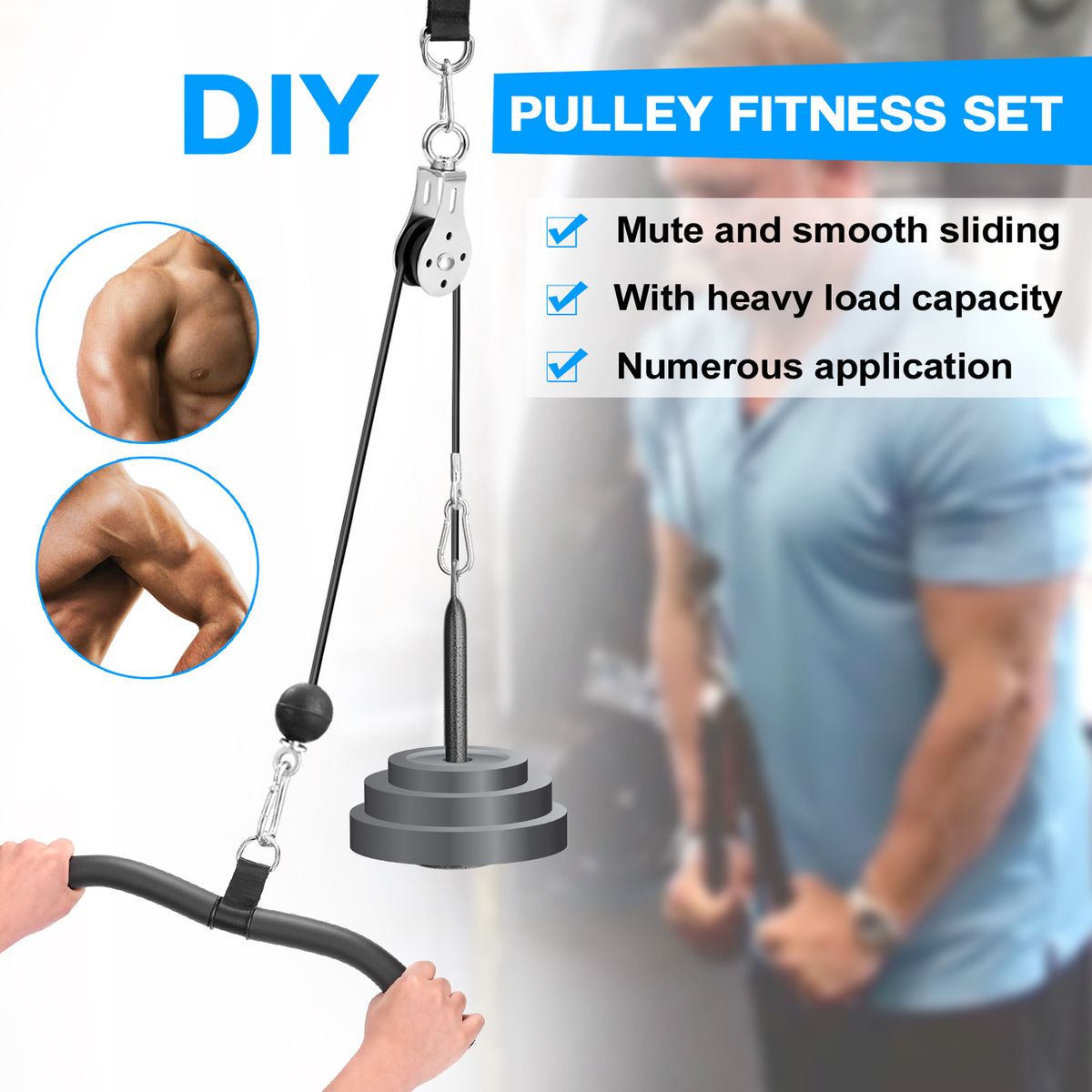 Fitness DIY Pulley Cable Machine Attachment System Lifting