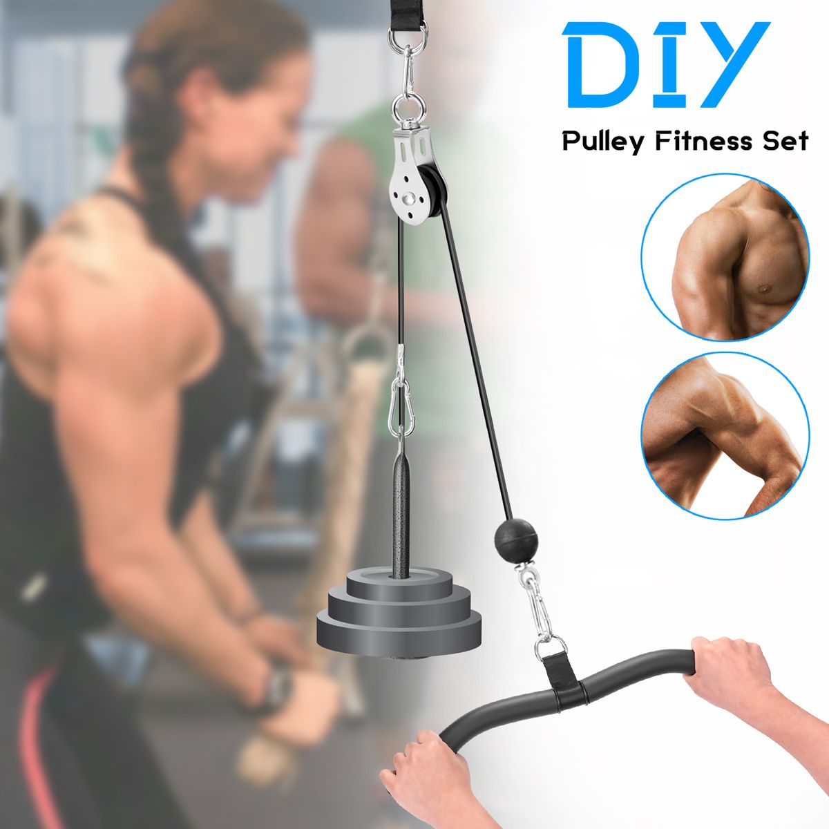Fitness DIY Pulley Cable Machine Attachment System Lifting