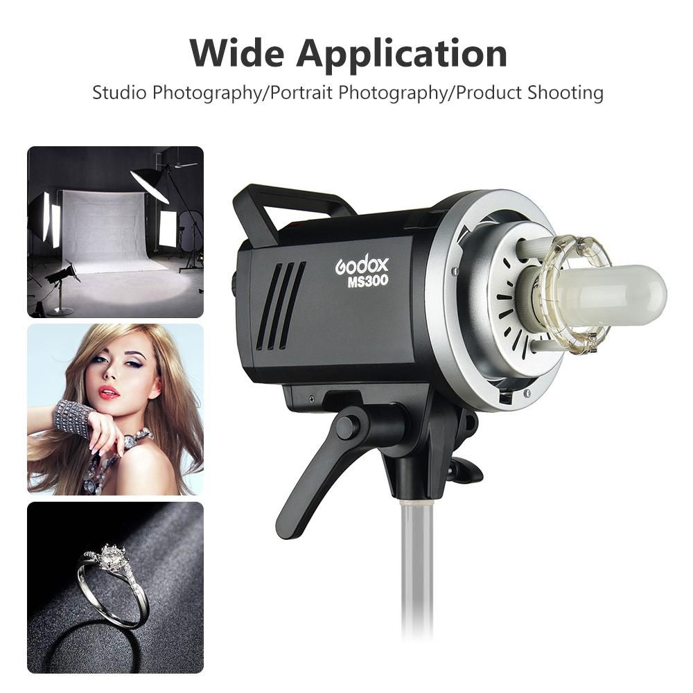 Godox MS300 Studio Flash Strobe Light Monolight 300Ws Max. Power Built-in Godox 2.4G Wireless X System GN58 5600K with 150W Modeling Lamp Bowens Mount for Indoor Studio Product Photo Portrait Photography