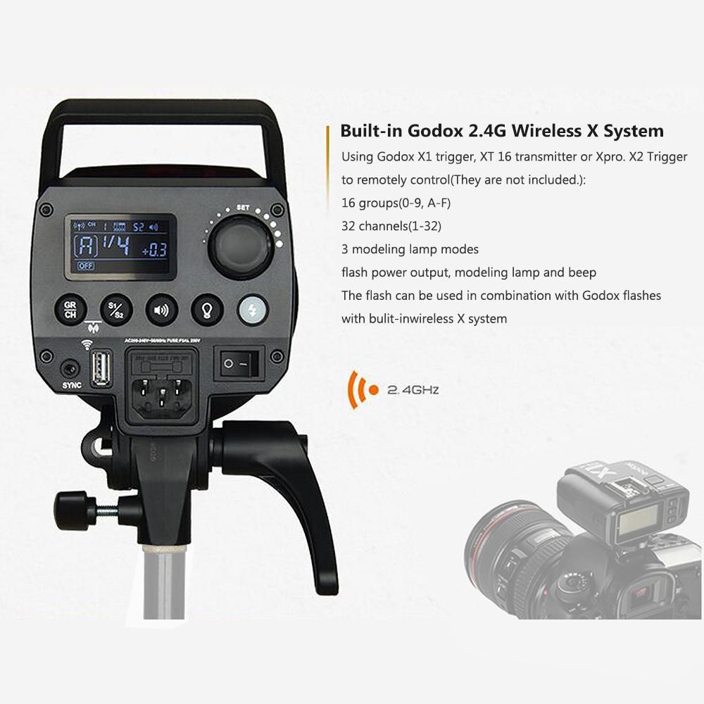 Godox MS300 Studio Flash Strobe Light Monolight 300Ws Max. Power Built-in Godox 2.4G Wireless X System GN58 5600K with 150W Modeling Lamp Bowens Mount for Indoor Studio Product Photo Portrait Photography