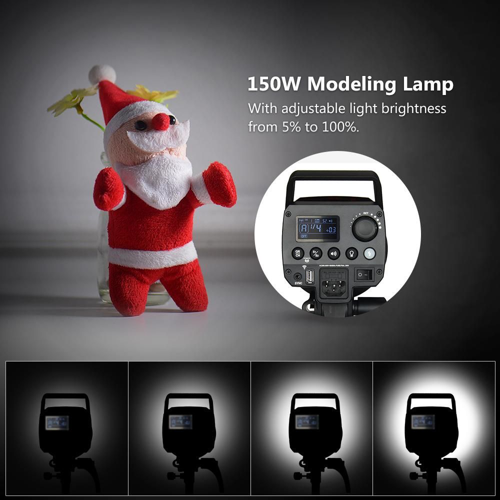 Godox MS300 Studio Flash Strobe Light Monolight 300Ws Max. Power Built-in Godox 2.4G Wireless X System GN58 5600K with 150W Modeling Lamp Bowens Mount for Indoor Studio Product Photo Portrait Photography