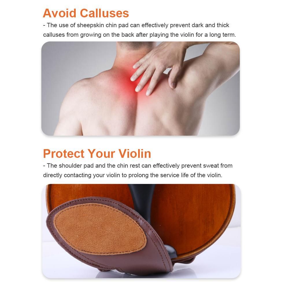 Violin Shoulder Rest Violin Chin Rest Large Violin Shoulder Pad Sheepskin Shoulder Pad Sheepskin Chin Pad Protector for 3/4-4/4 Violin