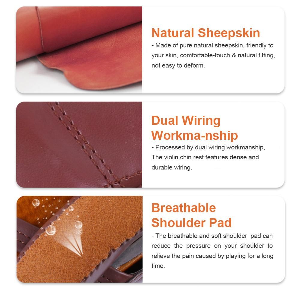 Violin Shoulder Rest Violin Chin Rest Large Violin Shoulder Pad Sheepskin Shoulder Pad Sheepskin Chin Pad Protector for 3/4-4/4 Violin