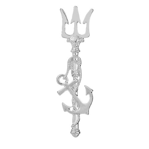 Silver Triton And Anchor Symbol Brooch