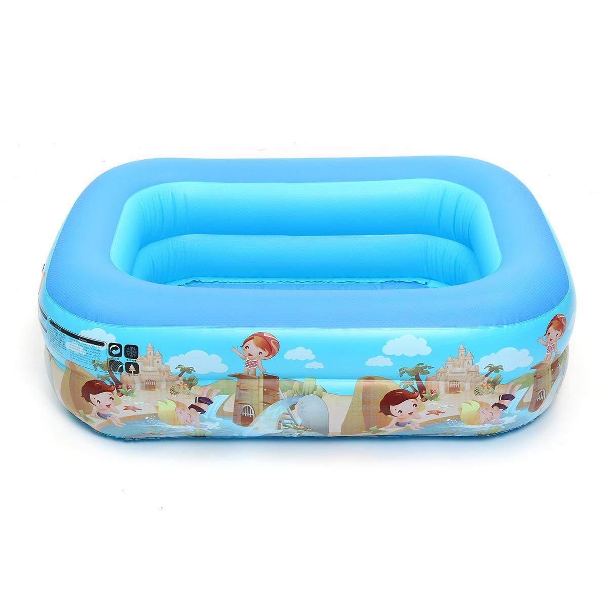 Inflatable Kids Set Swimming Pool Two/Three Circle Water Play Fun Center Blue-120X90X36cm Blue