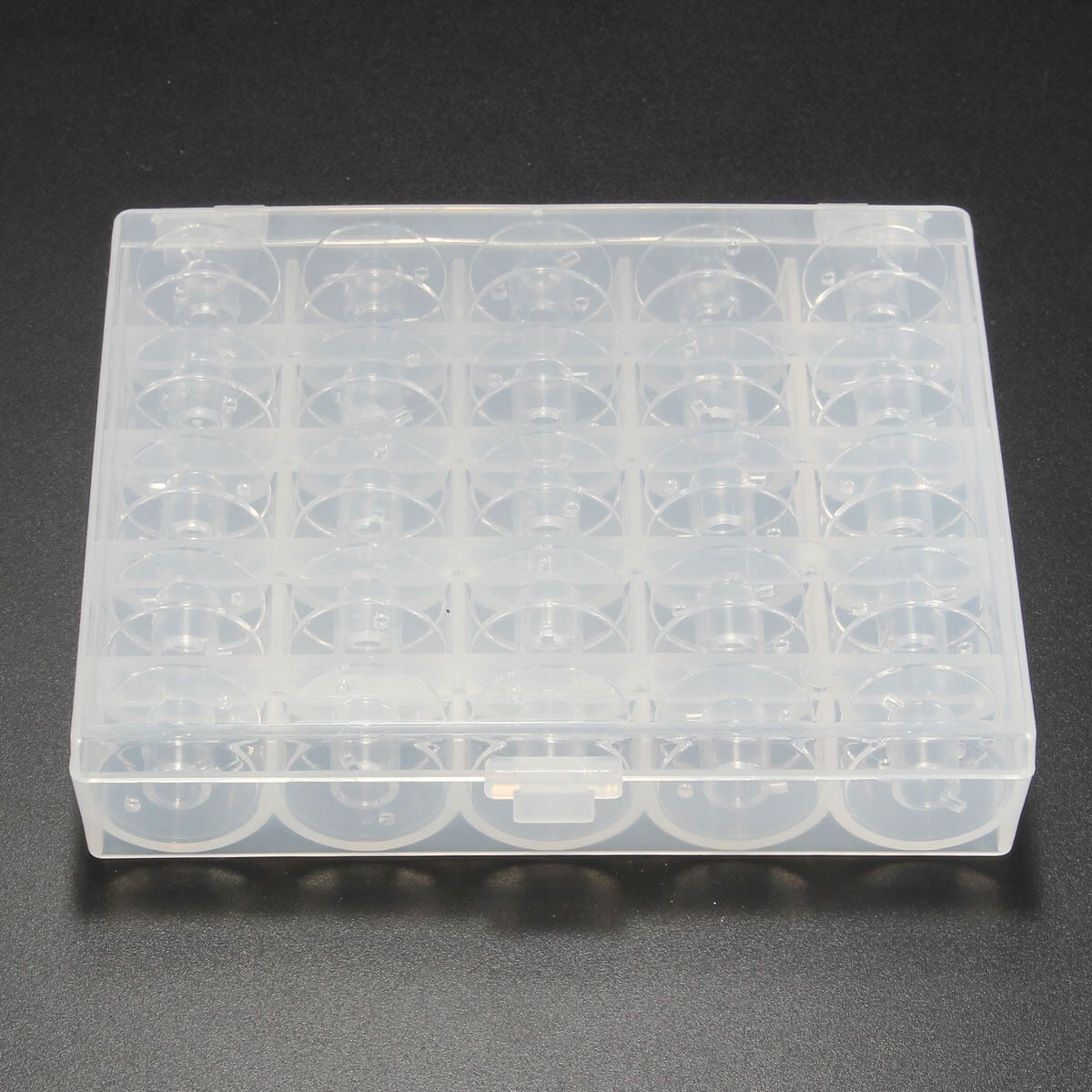 25 Clear Bobbin Sewing Machine Plastic Spools + Box For Thread Brother Singer