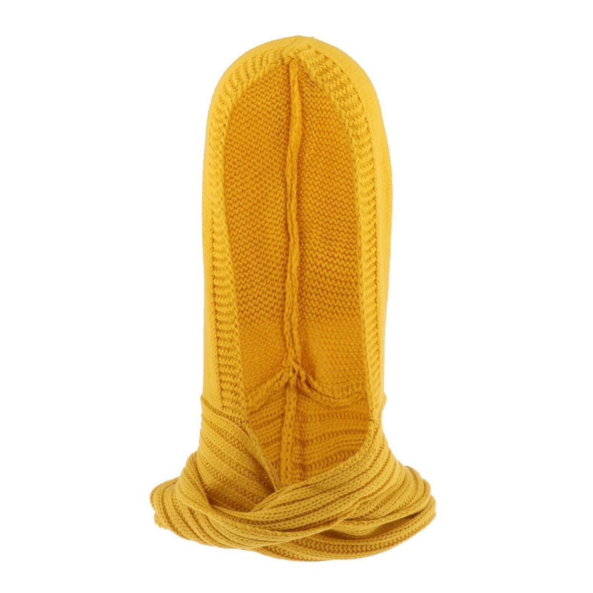 Lady Hooded Scarf Warm Knitted Hoodie 3 In 1 Shawl Headscarf Yellow