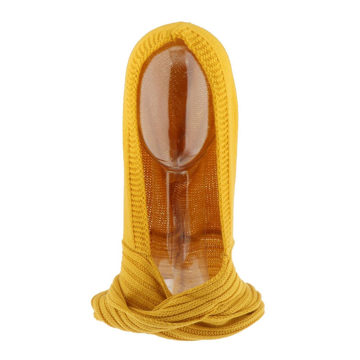 Lady Hooded Scarf Warm Knitted Hoodie 3 In 1 Shawl Headscarf Yellow