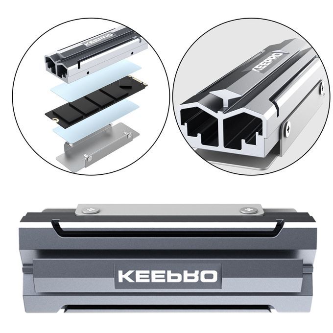 Aluminum Heatsinks Thermal Pads For M.2 2280 SSD Hard Silver Gray