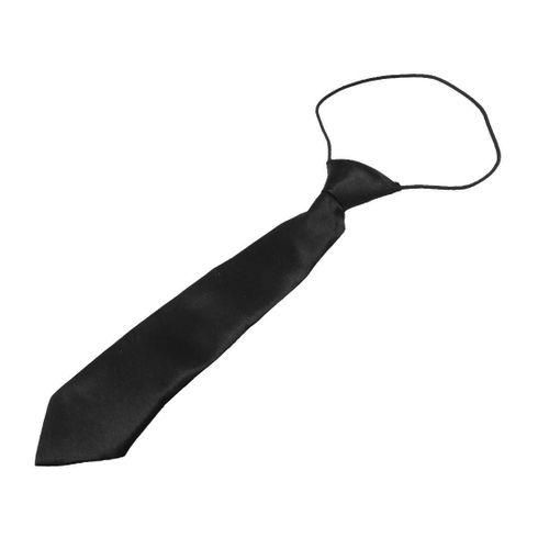 Solid Black Polyester Elastic Slim Necktie Neck Tie For