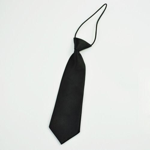 Solid Black Polyester Elastic Slim Necktie Neck Tie For