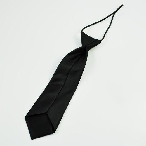 Solid Black Polyester Elastic Slim Necktie Neck Tie For