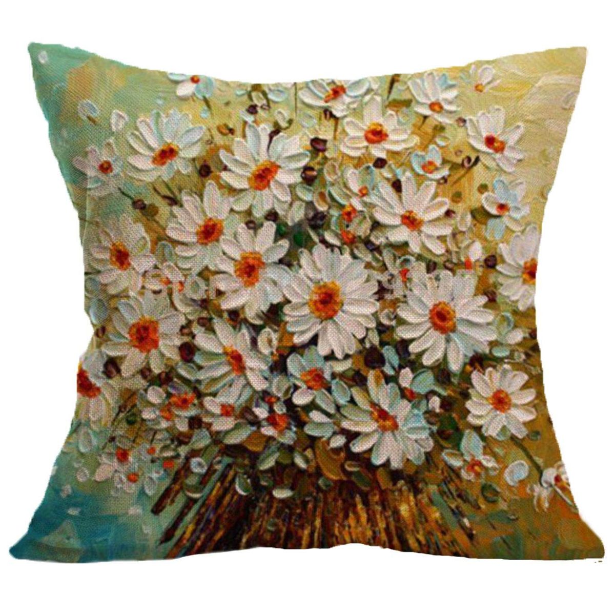 Creative Oil American Linen Pillow Case Antique White