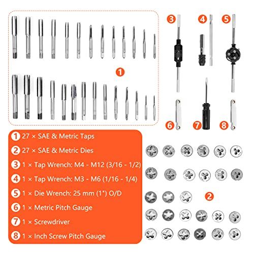 PROFLine 60 PCS Tap And Die Set Metric  SAE Size Tool Kit Fo