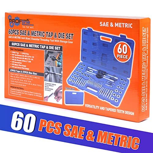 PROFLine 60 PCS Tap And Die Set Metric  SAE Size Tool Kit Fo