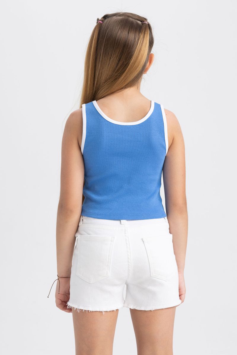 Girl Casual Cropped Fit Sleeveless Knitted Athlete - Blue