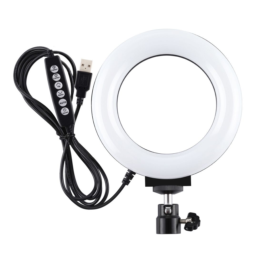 4.7 Inch 12cm USB 10 Modes 8 Colors RGBW Dimmable LED Ring Vlogging Photography Video Lights With Cold Shoe Tripod Ball Head(Black)