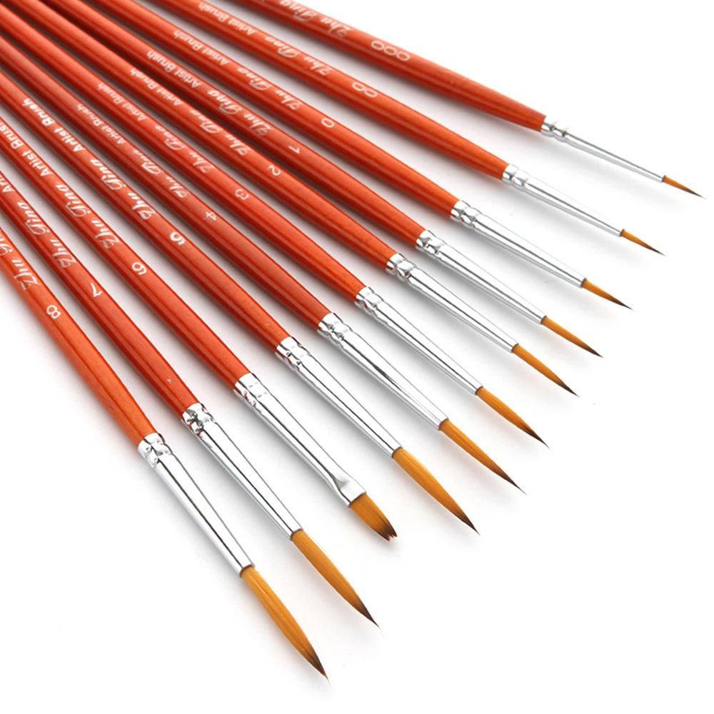 11pcs Draw Paint Brushes Kit Set Artist Paintbrush Nylon Hair Pointed Round Pen Detail Paint Brush for Artist Acrylic Aquarelle Watercolor Gouache Oil Painting for Great Art Drawing Supplies for Students Painter