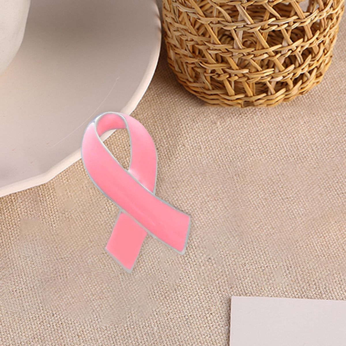 2 Pieces Pink Awareness Enameled Ribbon Lapel Pin Badge