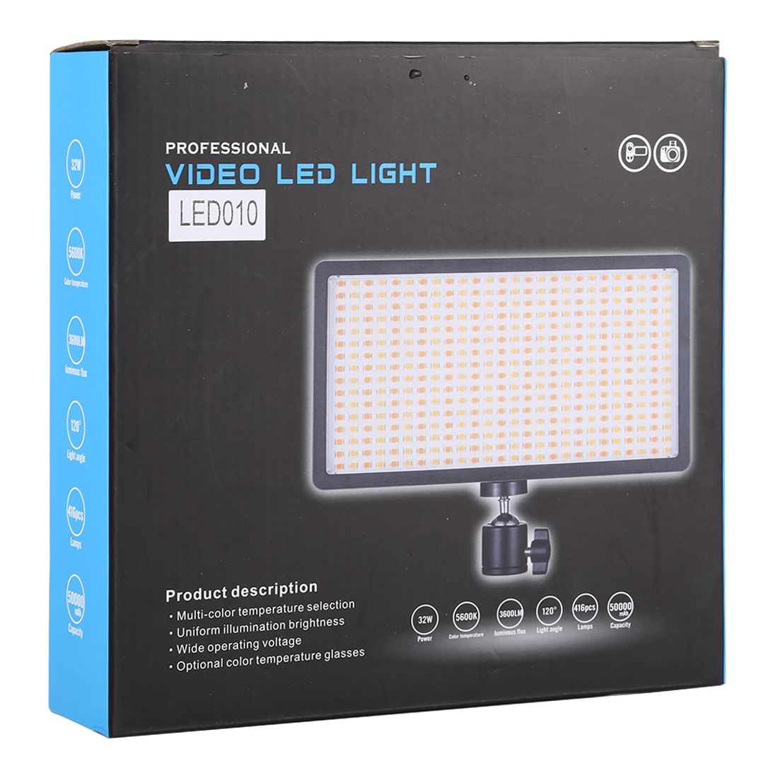 LED01 416 LEDs 3600LM Professional Vlogging Photography Video & Photo Studio Light For Canon / Nikon DSLR Cameras
