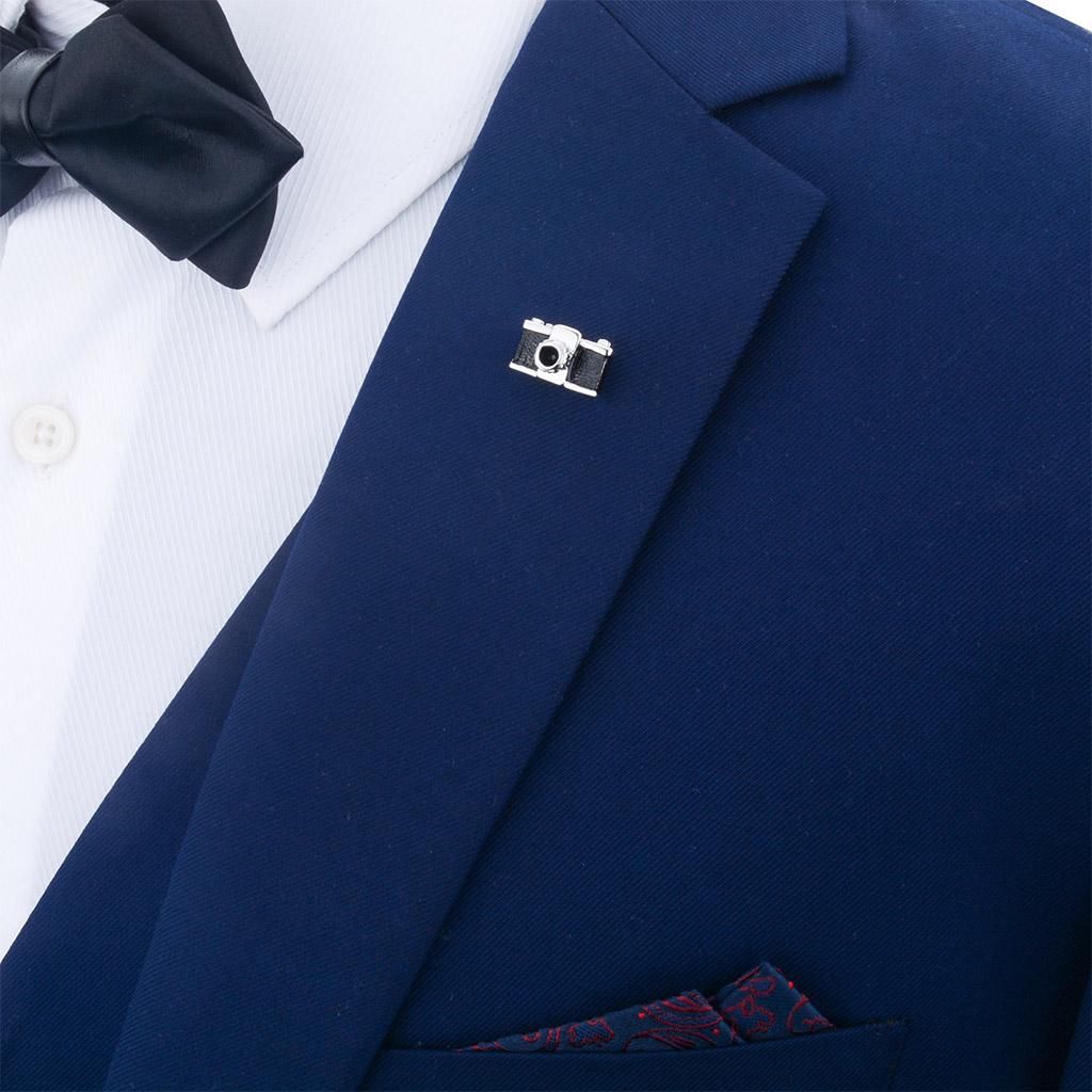 2Pcs Camera Airplane Brooches Jewelry Men Suit Collar Corsage