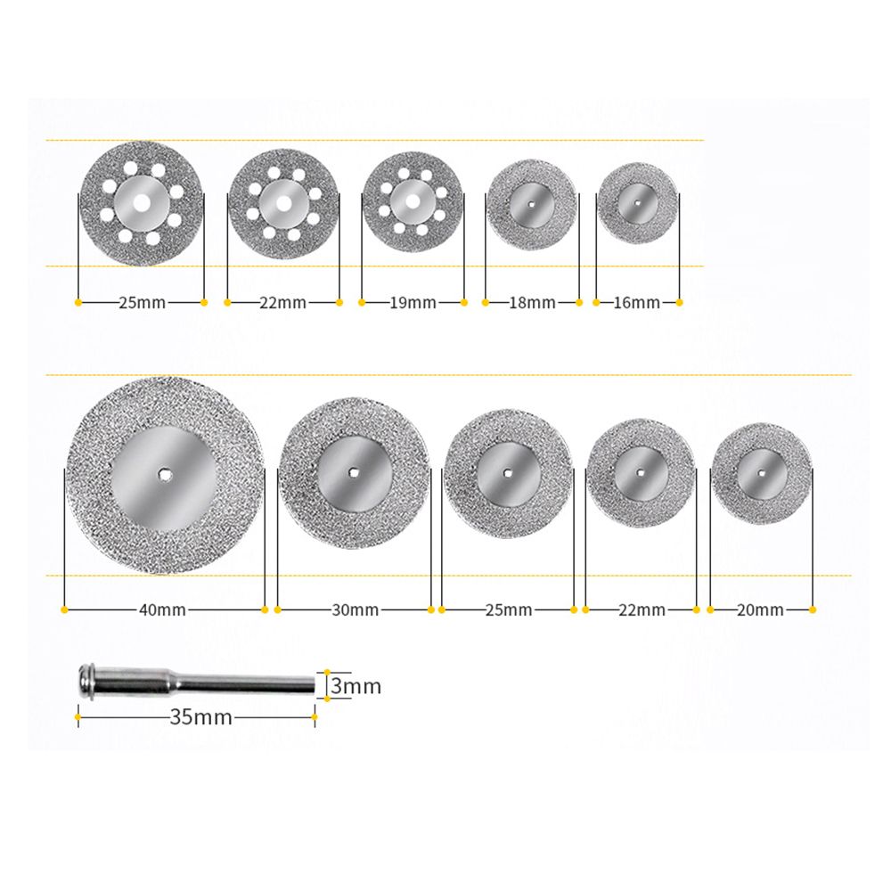 10pcs/set Diamond Cutting Wheels With 3mm Mandrel Diamond