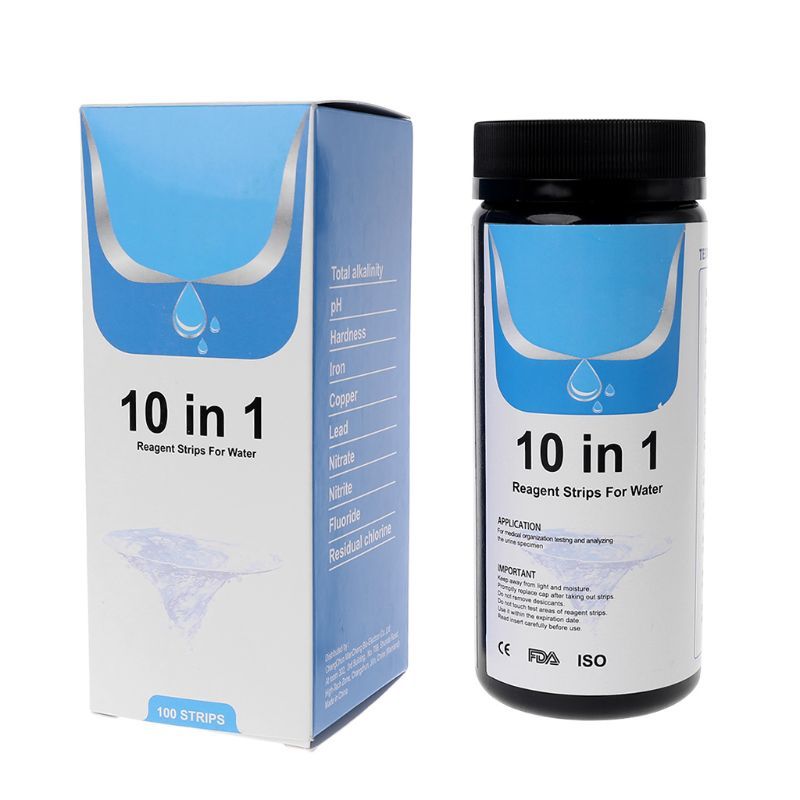 100Strips Water Test Strips Reagent Strip For Water Quality Analyzing Testing With 10 Analysis Residual Chlorine PH Total