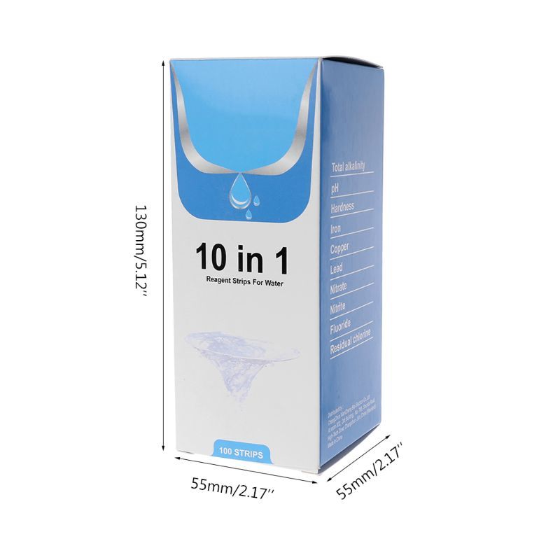 100Strips Water Test Strips Reagent Strip For Water Quality Analyzing Testing With 10 Analysis Residual Chlorine PH Total