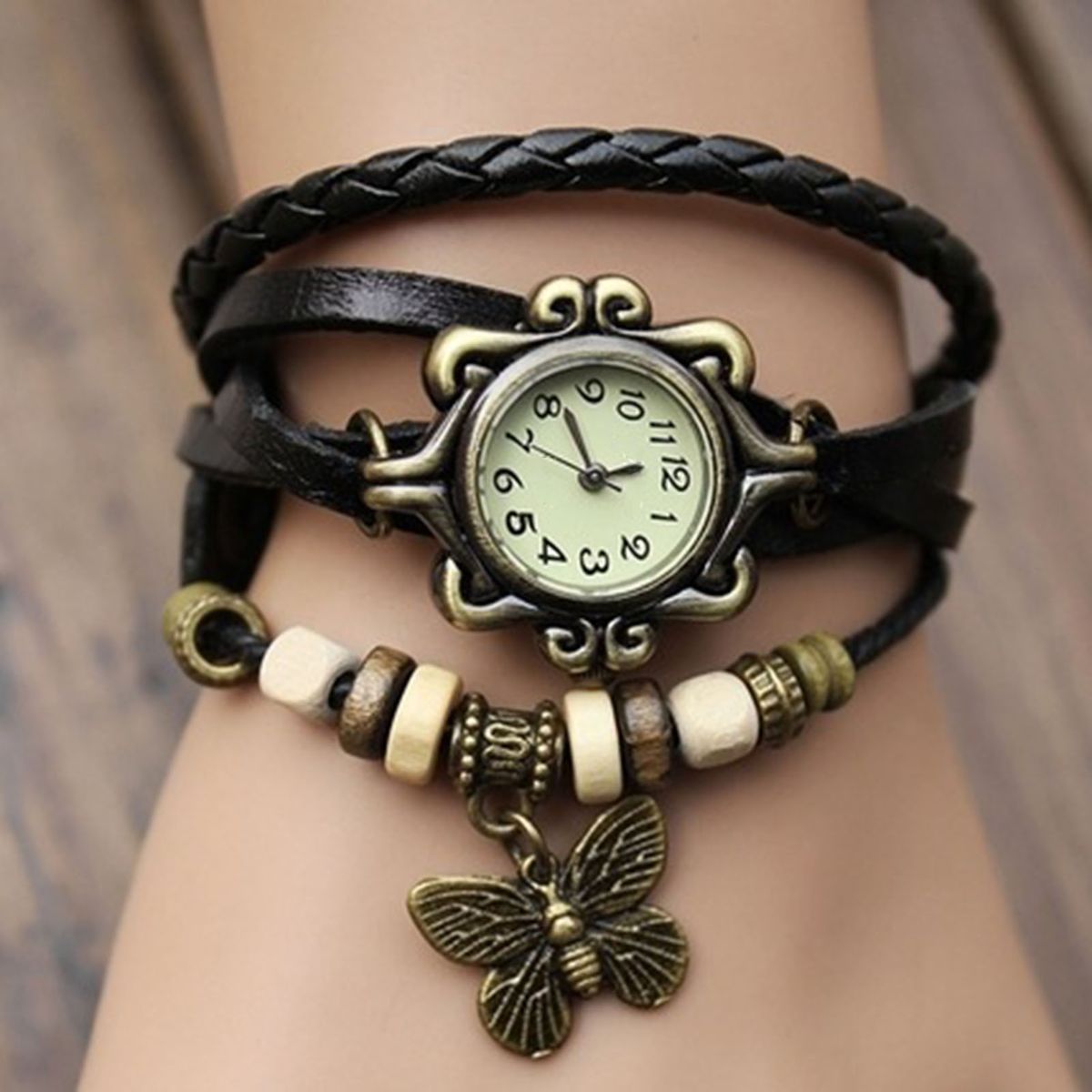 Watches Faux Leather Adjustable Metal Fashion Weave-Black