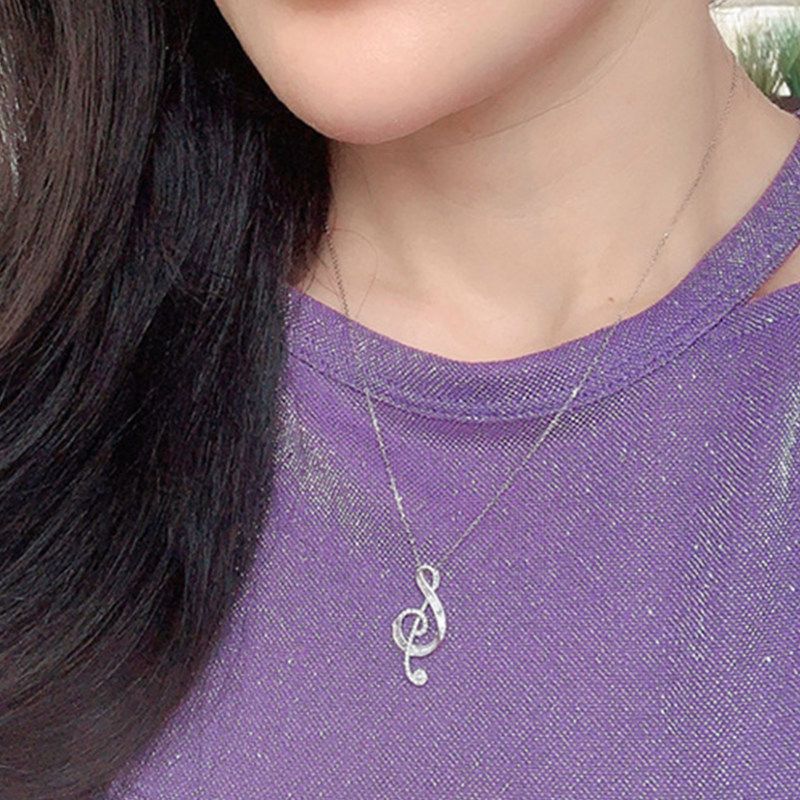 Women Fashion Rhinestone Musical Note Pendant Necklace
