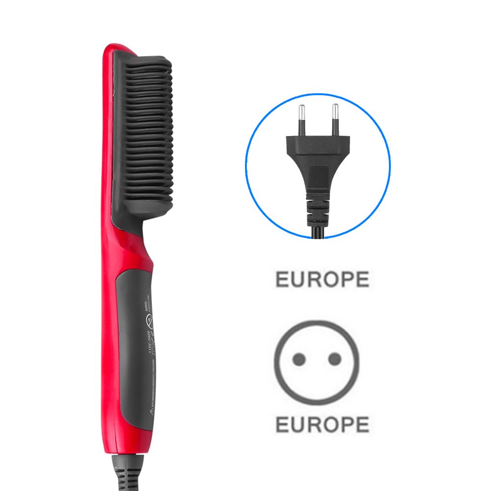 Hair Straight Electric Hair Straightener Steam Hot Comb Beard Straightener Styler Brush Hair Styling Tools For Women EU Without Box