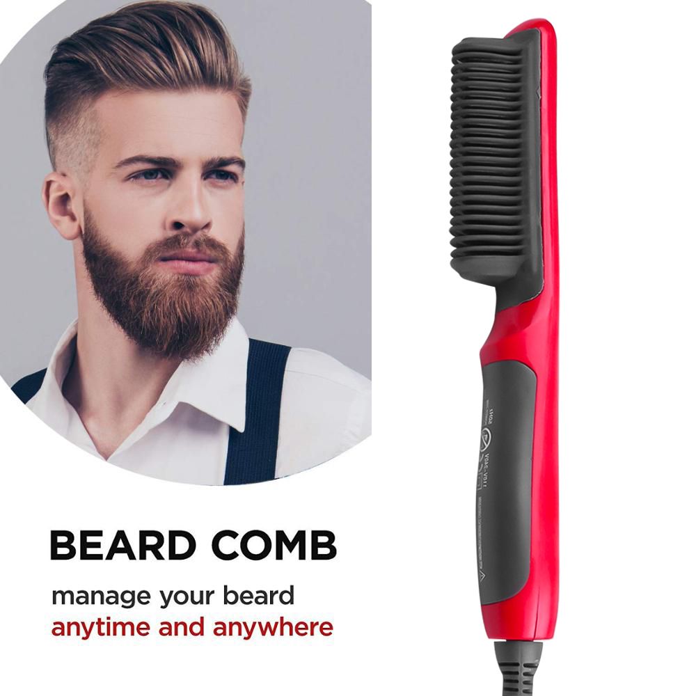 Hair Straight Electric Hair Straightener Steam Hot Comb Beard Straightener Styler Brush Hair Styling Tools For Women EU Without Box