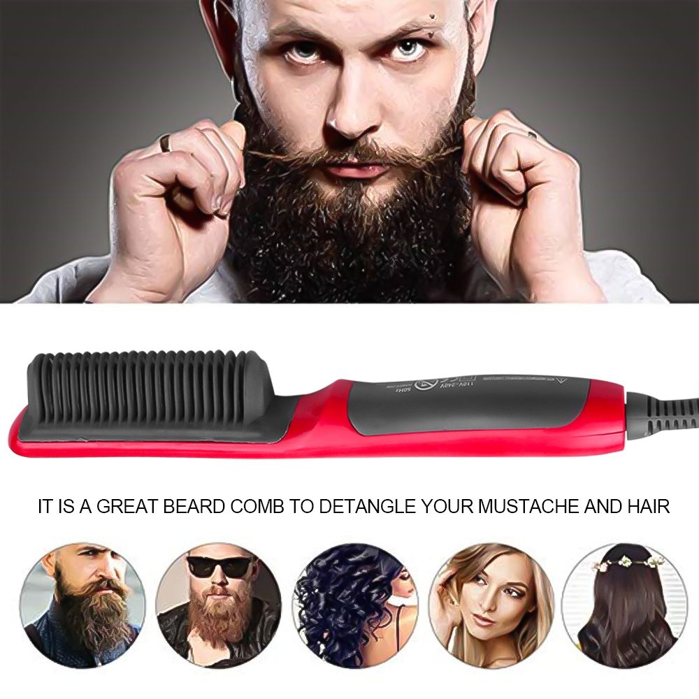 Hair Straight Electric Hair Straightener Steam Hot Comb Beard Straightener Styler Brush Hair Styling Tools For Women EU Without Box