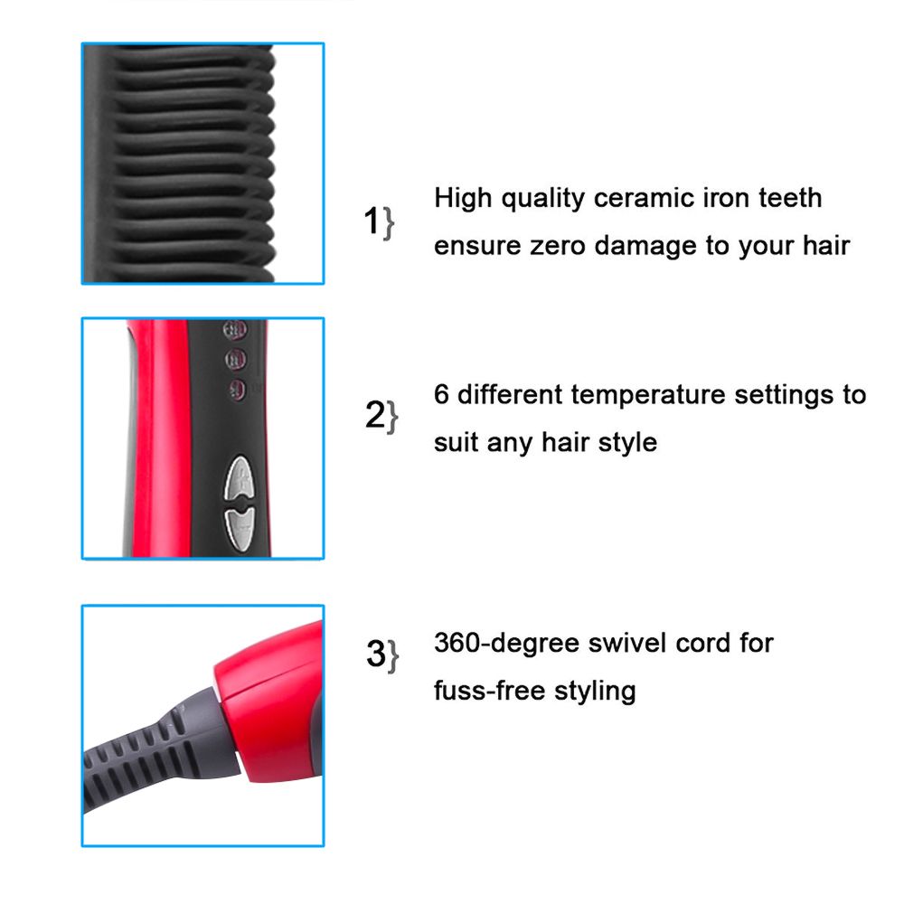 Hair Straight Electric Hair Straightener Steam Hot Comb Beard Straightener Styler Brush Hair Styling Tools For Women EU Without Box